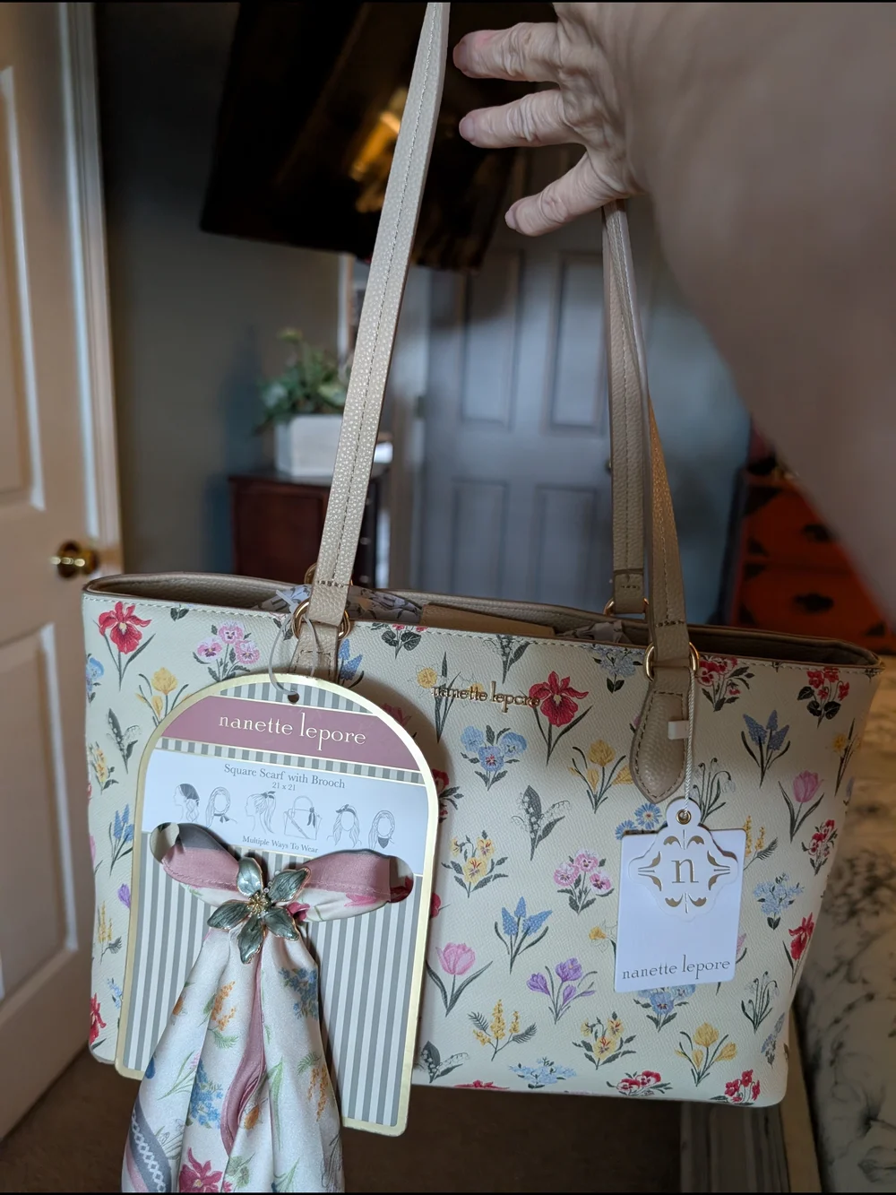 Nanette Lepore Floral Tote with Scarf